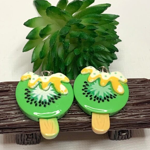 Kiwi Earring, Funny Food Earring, Popsicle Earring, Summer Earring, Gift Idea - Picture 3 of 8